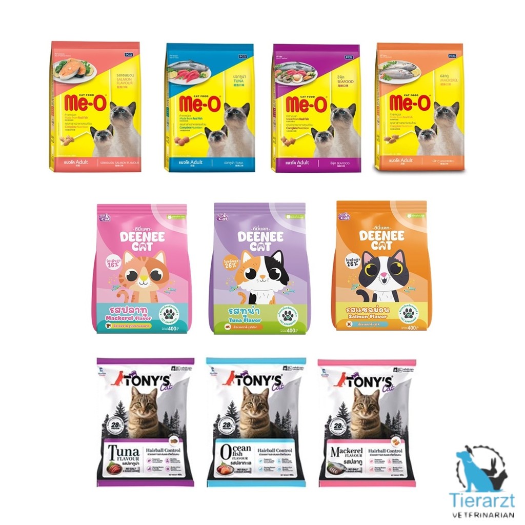 อาหารแมวเม็ด มีโอ (Me-O) / Tony's Cat / Deenee Cat อาหารแมว ถุงเล็ก 400 กรัม