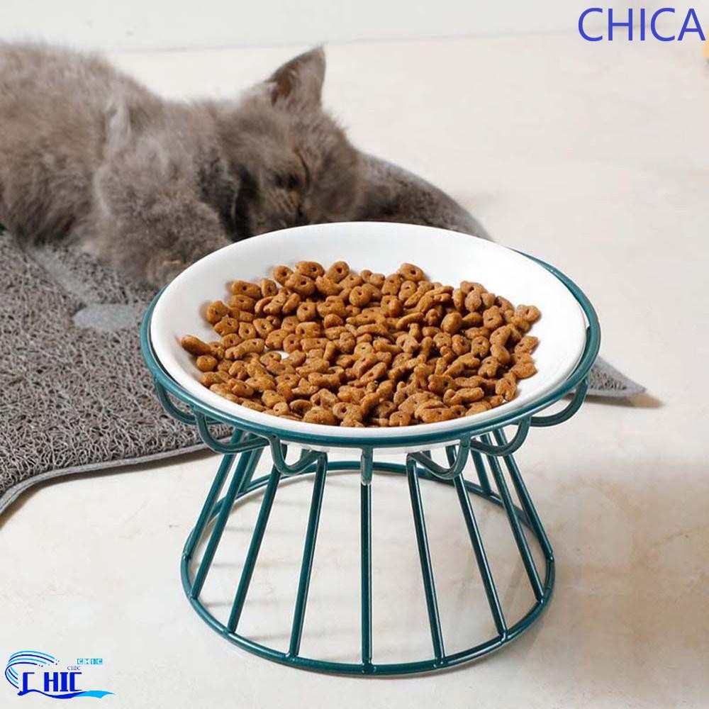 ชามอาหารแมวโครงเหล็กเซรามิค Cat Feeder เครื่องดื่มสําหรับสุนัขแมว Puppy ลูกแมว Elevated Pet Feeder ชาม