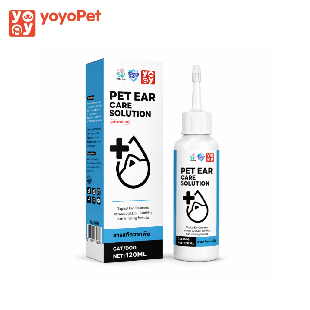 Yoyopet ที่เช็ดหูสัตว์เลี้ยง โลชั่นเช็ดหูแมว ทําความสะอาดหูหมาแมว 60ml 120ml Petus Kingkaew