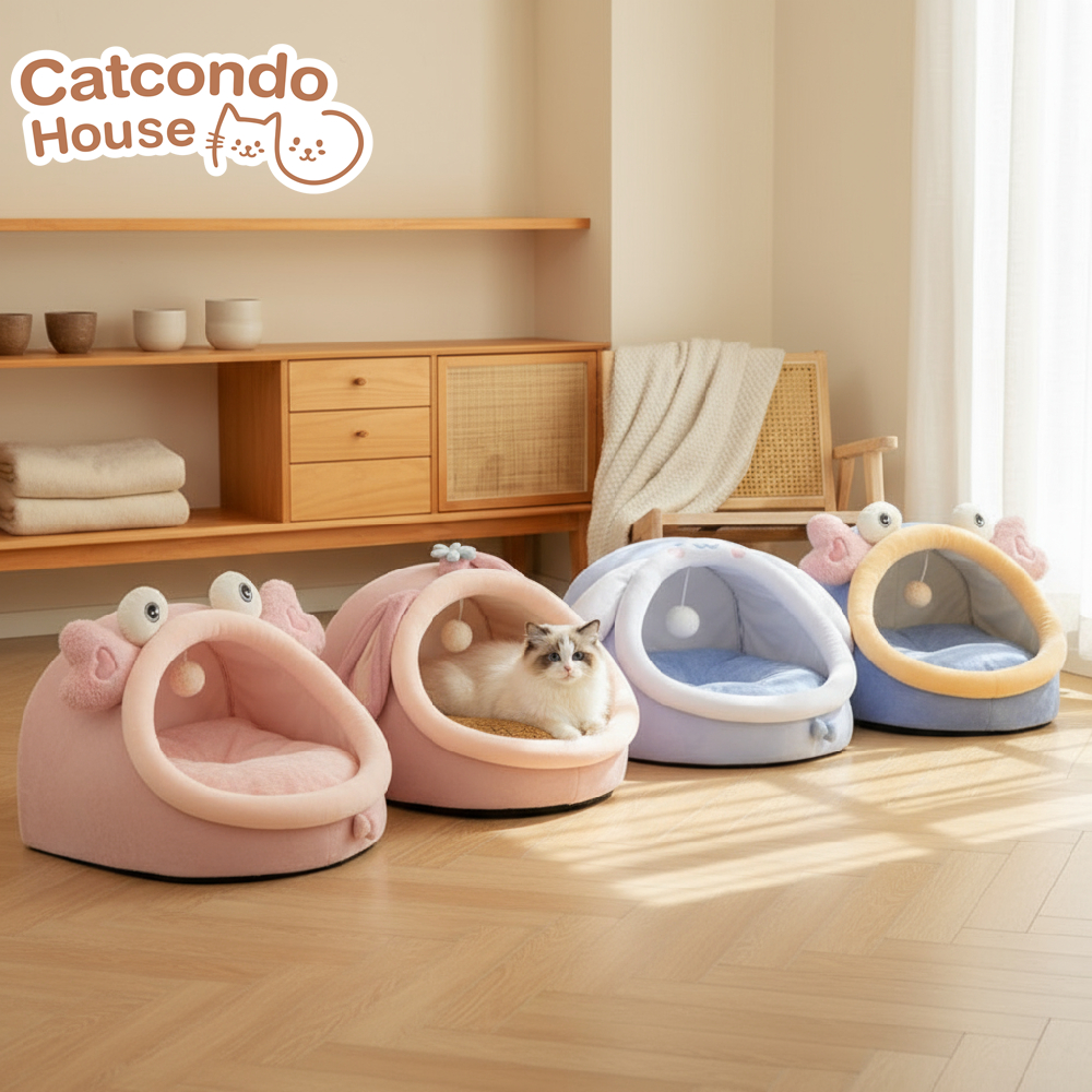 Cathouse เบาะโดมปู , เบาะโดมสุนัข บ้านสัตว์เลี้ยงน่ารัก ที่นอนแมว บ้านแมว เตียงแมว ที่นอนแมวระบายอากาศ ที่นอนแมวราคาถูก