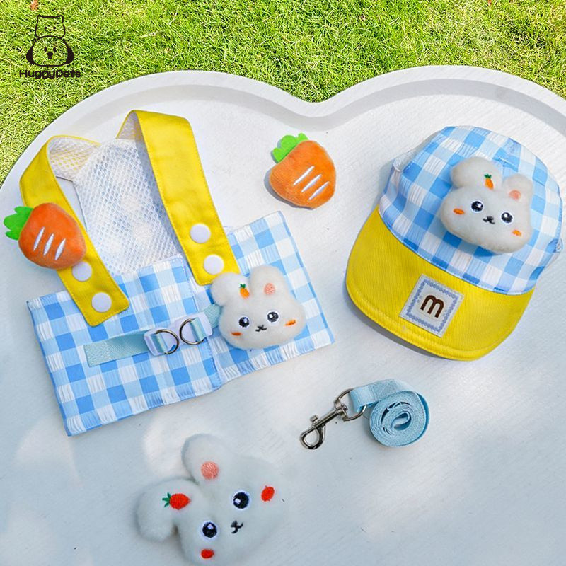 HuggyPets สายจูงสายรัดสัตว์เลี้ยง แมว เสื้อผ้าสุนัขกลางแจ้ง ดวงอาทิตย์ หมวกอุปกรณ์
