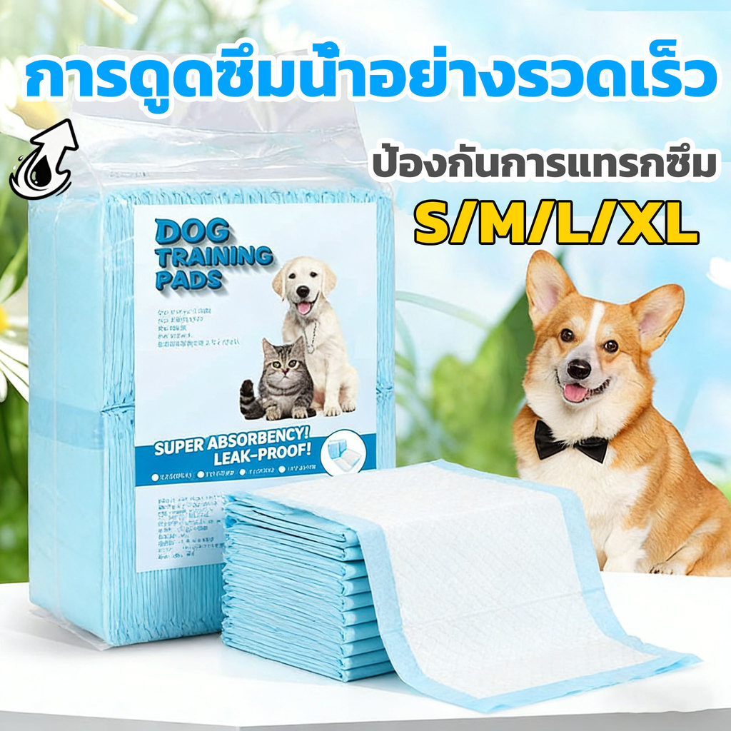 ใหญ่ แผ่นรองฉี่ แผ่นรองฉี่สุนัข แผ่นรองฉี่แมว สัตว์เลี้ยง ซึมซับไว ช่วยฝึกขับถ่าย มีหลายไซส์ S, M, L, XL