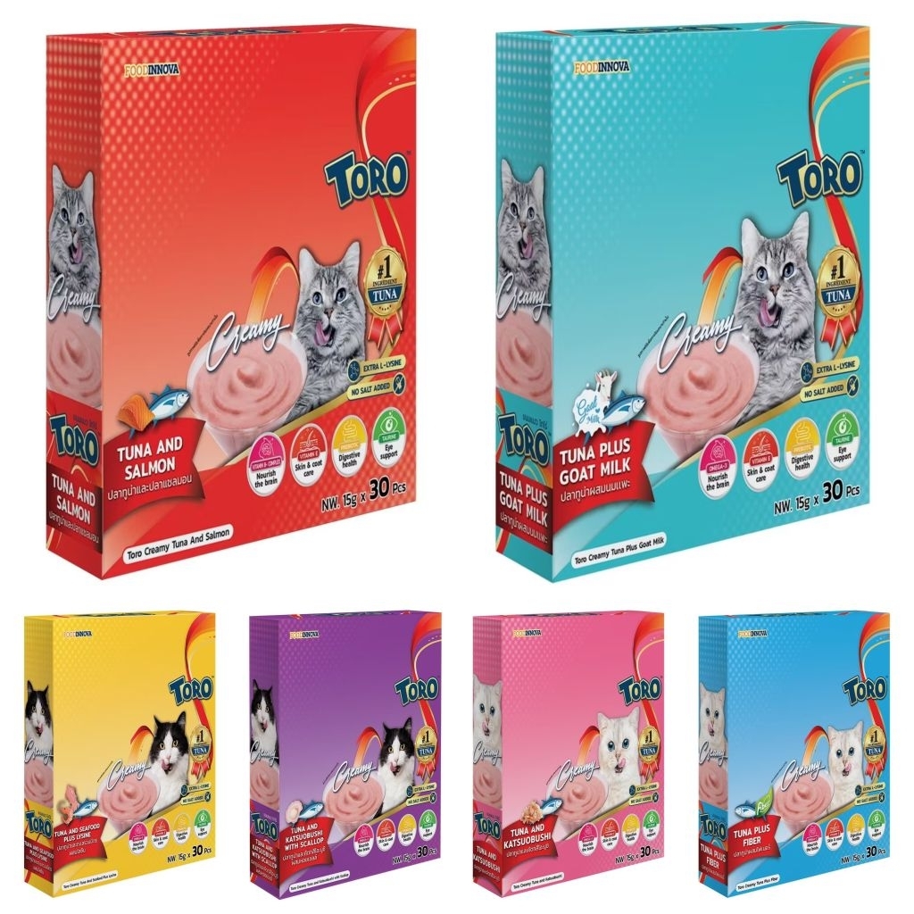 ยกกล่อง30ซอง] Toro ขนมแมวเลีย ขนาด 15gx30ซอง