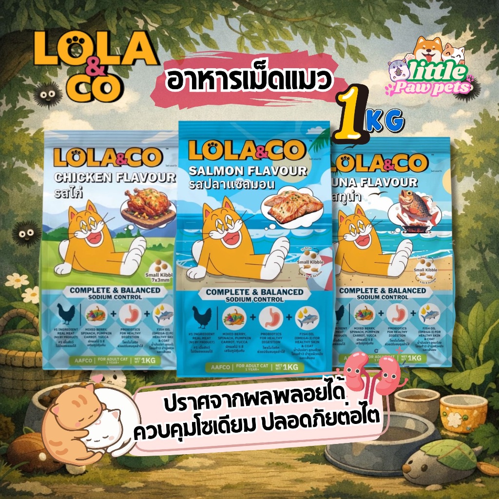 LOLA&CO อาหารเม็ดแมว ขนาด1kg โปรตีนสูงจากเนื้อสัตว์ธรรมชาติ ปราศจากผลพลอยได้