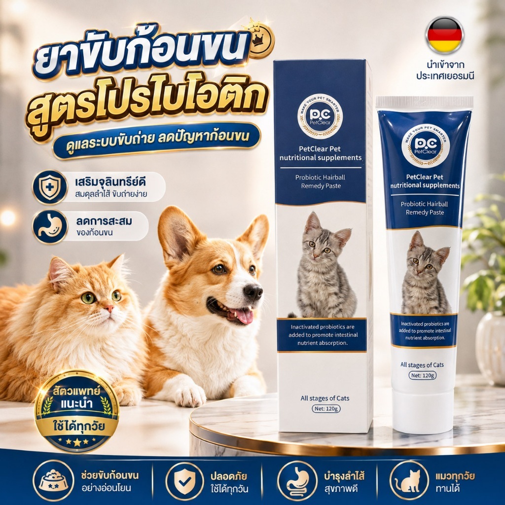 เจลช่วยขับและป้องกันก้อนขน แก้ท้องผูก เจลระบายก้อนขน สําหรับแมว เหมาะสําหรับสัตว์เลี้ยงโดยเฉพาะช่วงผลัดขน
