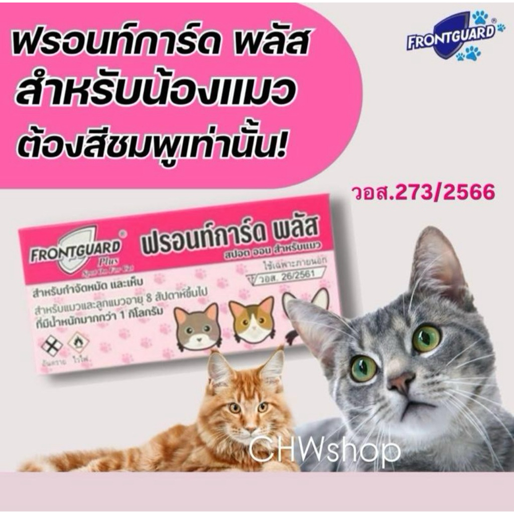 Frontguard Plus แมว 1 กล่อง ยาหยดป้องกันหมัดแมว ยาหยดกําจัดหมัดแมว ไข่หมัด ยาหยดหมัดแมว