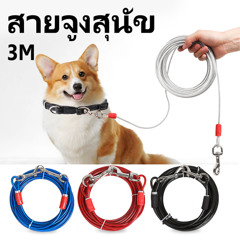 สายจูงสุนัข เชือกจูงสุนัขใหญ่ 3M สายจูงฝึกสัตว์เลี้ยง หัวเข็มขัดสแตนเลส ทนทาน