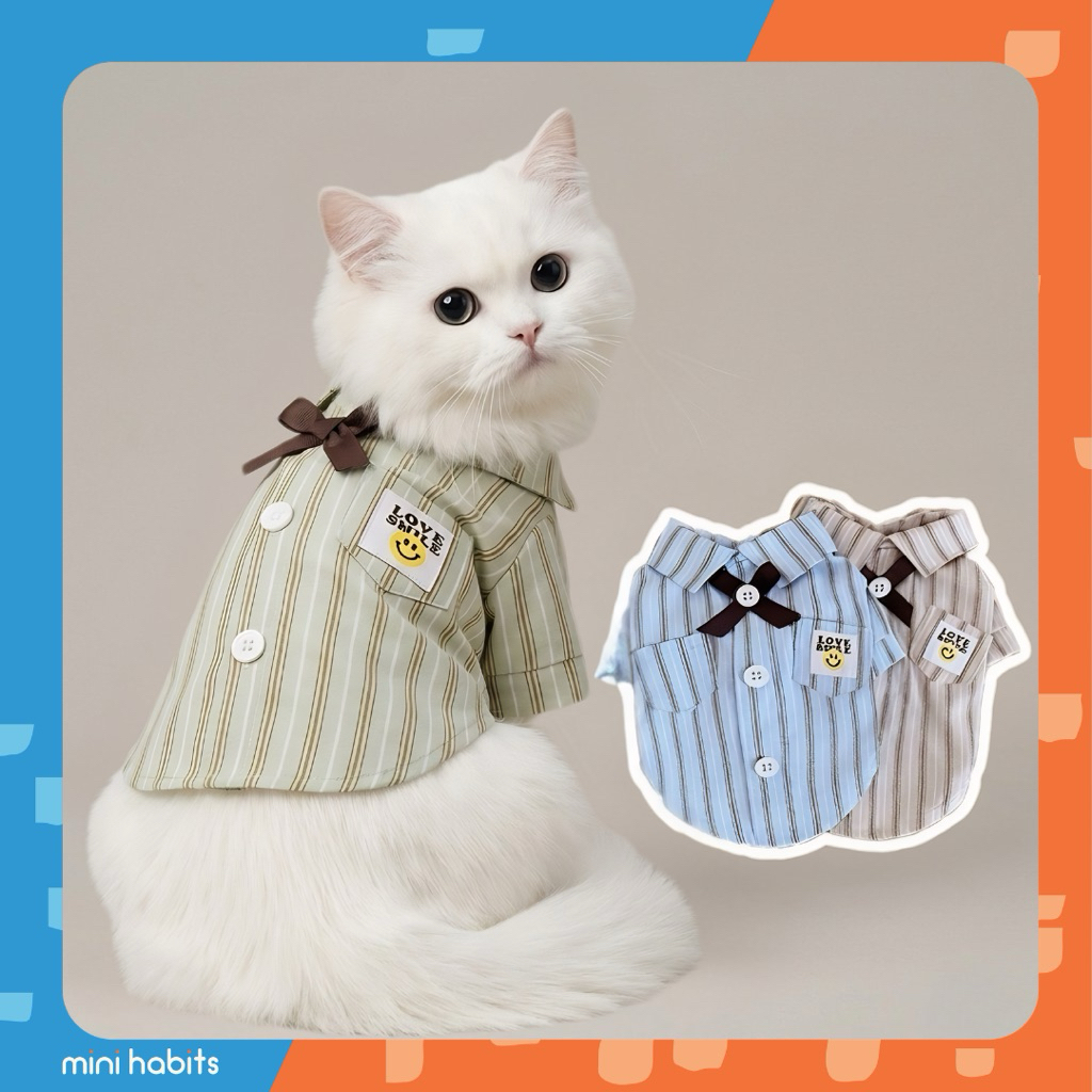 เสื้อเชิ้ตสัตว์เลี้ยง Love Smile Pet Shirt ชุดแมว หมา สุนัข ชุดแมวผู้ชาย