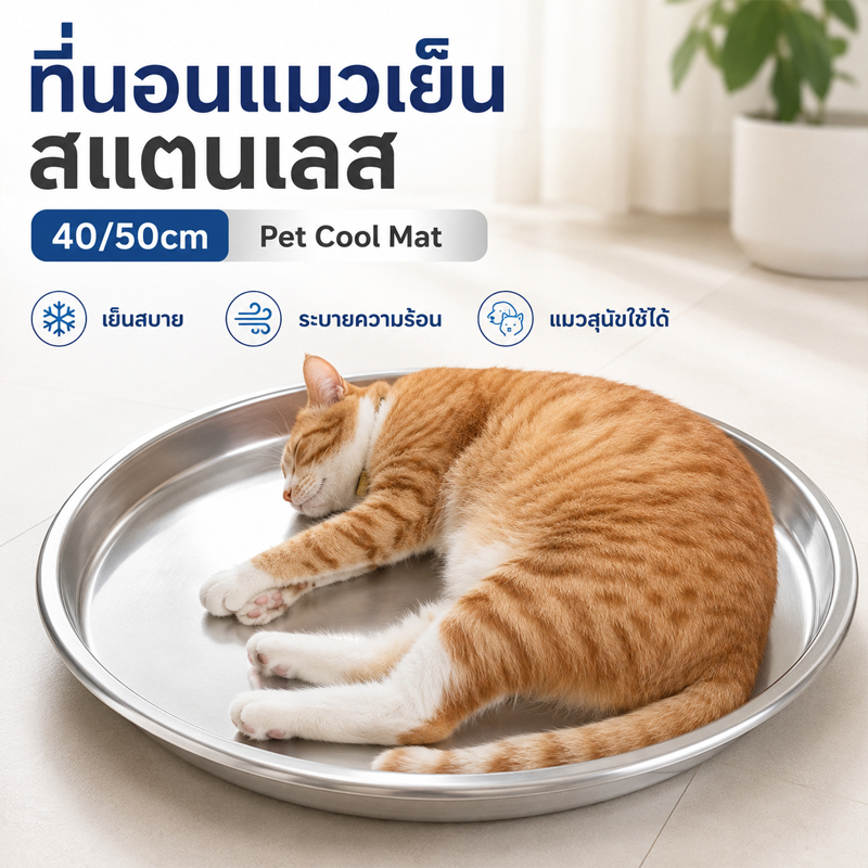 ที่นอนแมวเย็น สแตนเลส 40/50cm Pet Cooling Bed ระบายความร้อน สําหรับแมวและสุนัข