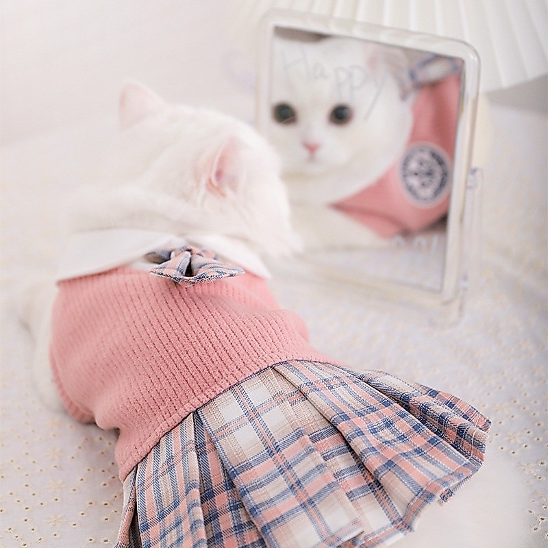สุนัขแมว JK ชุดสําหรับเสื้อผ้าสัตว์เลี้ยงหญิง Shih Tzu กระโปรงแมวลูกสุนัข