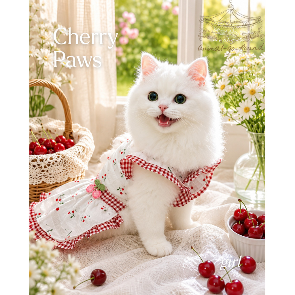 เสื้อผ้าเครื่องแต่งกาย สัตว์เลี้ยง, หมา, แมว, สุนัข รุ่น Little Cherry Paw - Girl