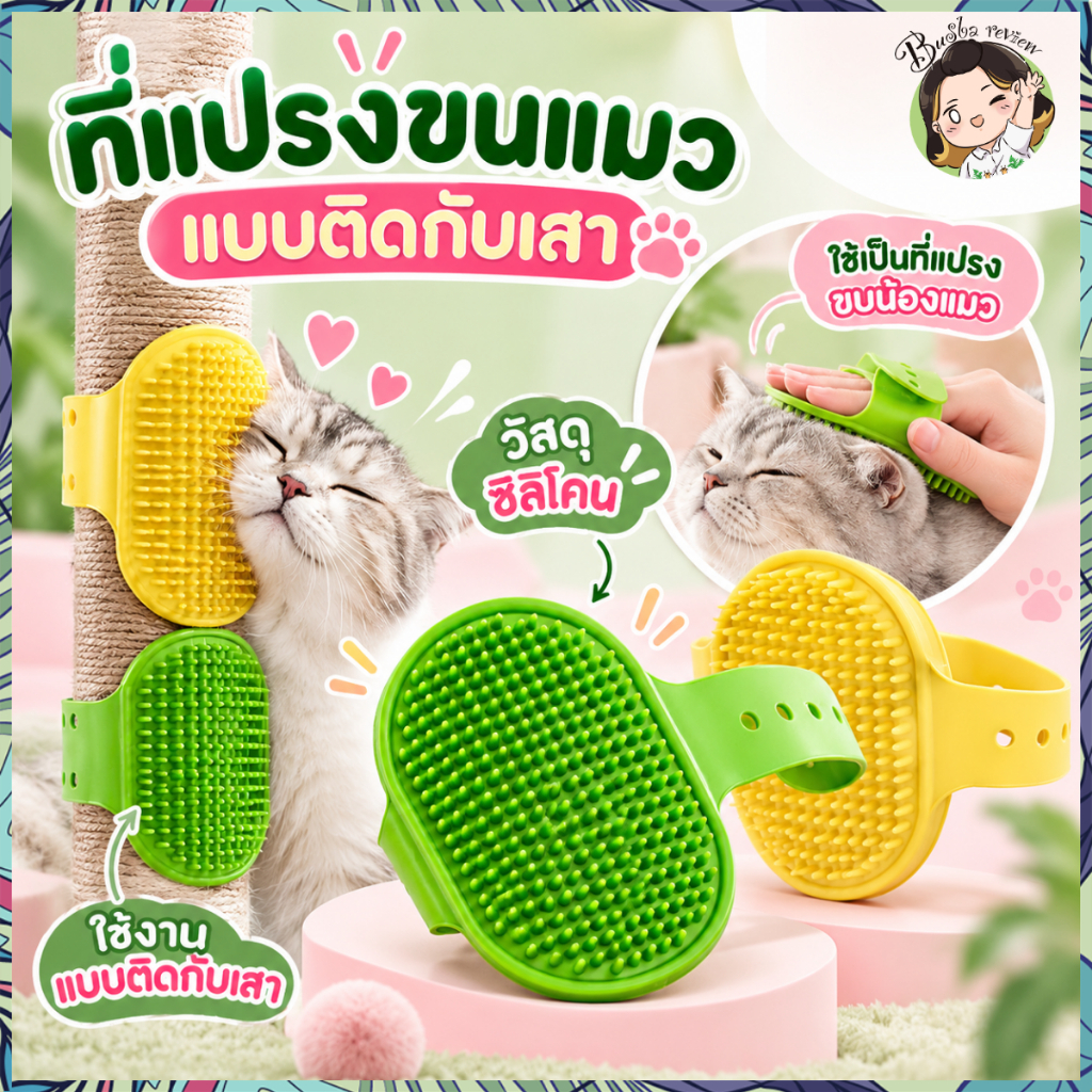 ส่งจากไทย🌈 แปรงถูขนแมว คลายเครียด หวีแปรงขนแมว ใช้ติดกับเสา ขาโต๊ะ ทําความสะอาดได้ดี