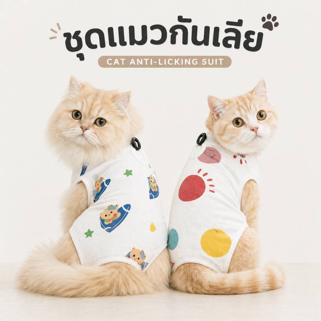 ชุดแมวกันเลีย เสื้อใส่หลังผ่าตัด ทําหมันแมว