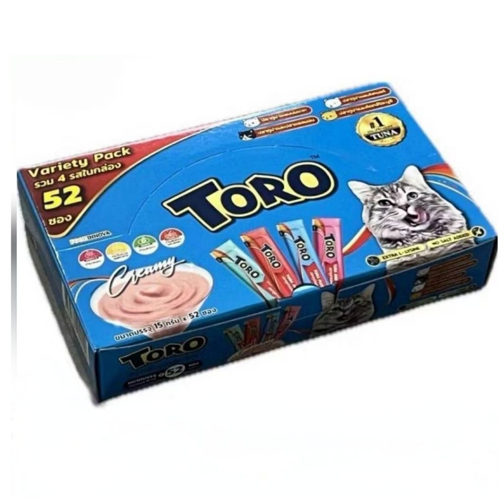 4รสชาติสุดคุ้ม]Toro โทโร่ ขนมแมวเลีย วาไรตี้ แพค รวม4รสชาติ ทั้งหมด 52ซอง