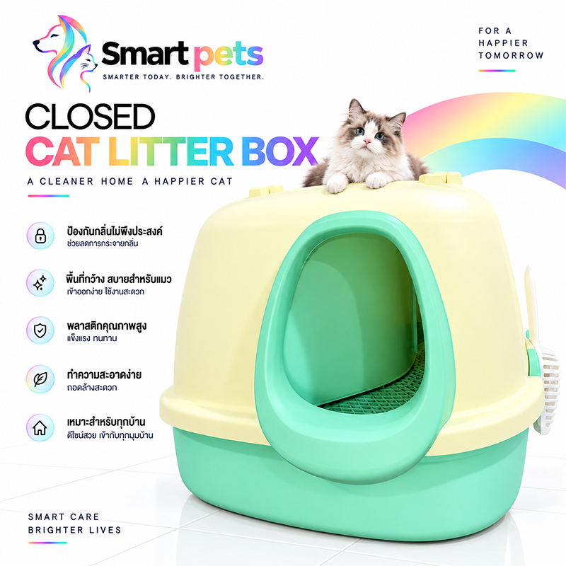 cat litter box ห้องน้ําแมวขนาดใหญ่ ป้องกันทรายกระเด็น ป้องกันกลิ่น ห้องน้ําแมวใหญ่ ห้องน้ําแมว กระบะทรายแมว กระบะทราย xxl