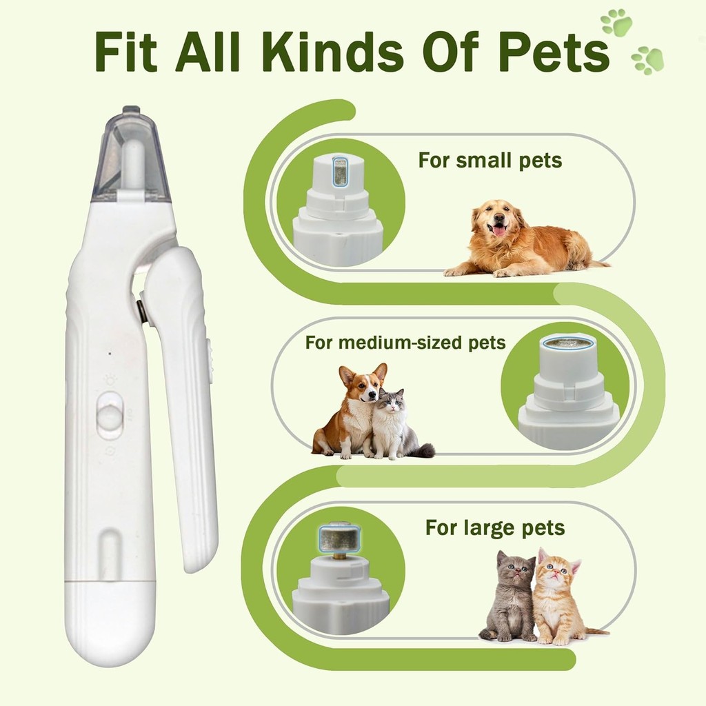 กรรไกรตัดเล็บสัตว์เลี้ยง 2 In 1 Pet Nail Clipper Grinder มีไฟ LED ชาร์จ USB สําหรับหมาและแมว