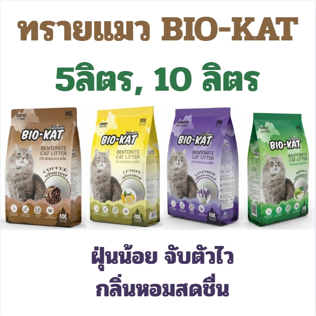 ทรายแมวไบโอ-แคท Bio-Kat ทรายแมวคุณภาพดี จับตัวไว กลิ่นหอม ฝุ่นน้อย