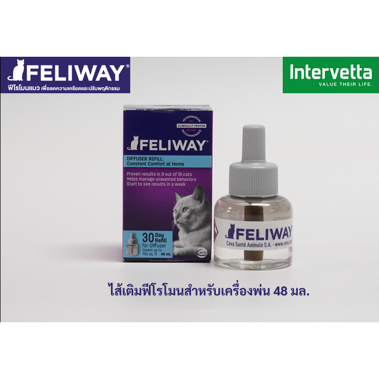 FELIWAY® Classic Refill ฟีโรโมนแมว ลดเครียด คลายกังวลแมว ไส้เติมสําหรับชุดเครื่องพ่นแบบเสียบปลั๊ก