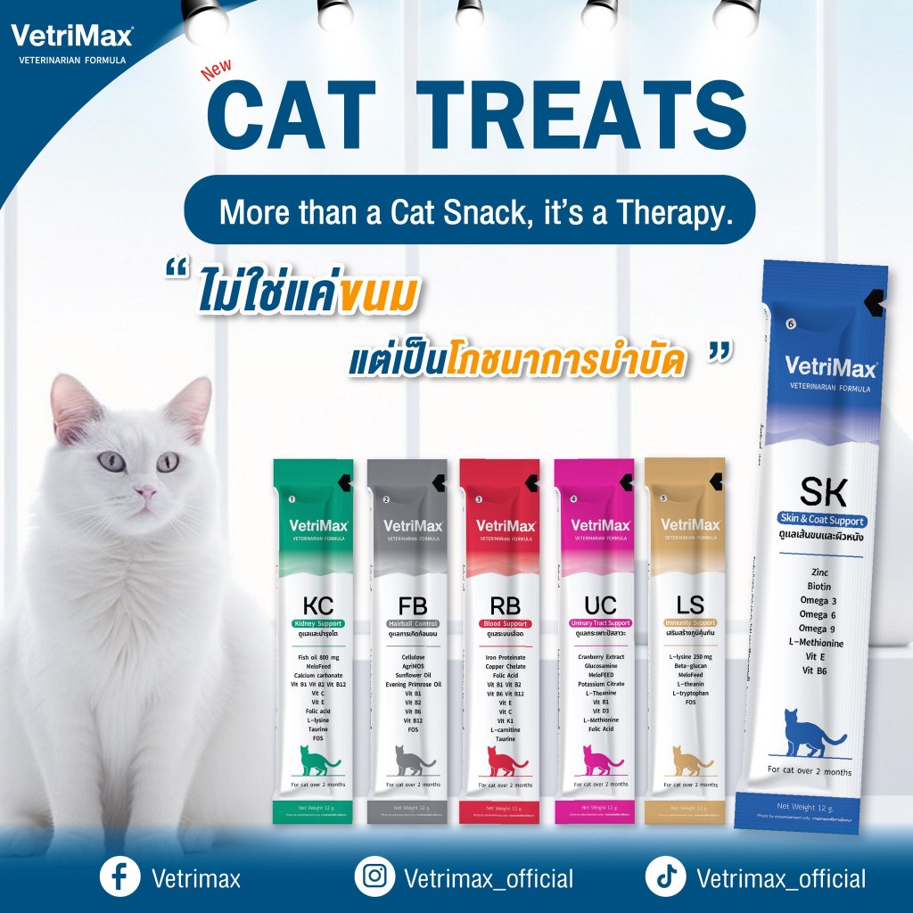 VetriMax Cat Treats ขนมแมวเลีย 30 ซอง/กล่อง"ไม่ใช่แค่ขนม แต่เป็นโภชนาการบําบัด