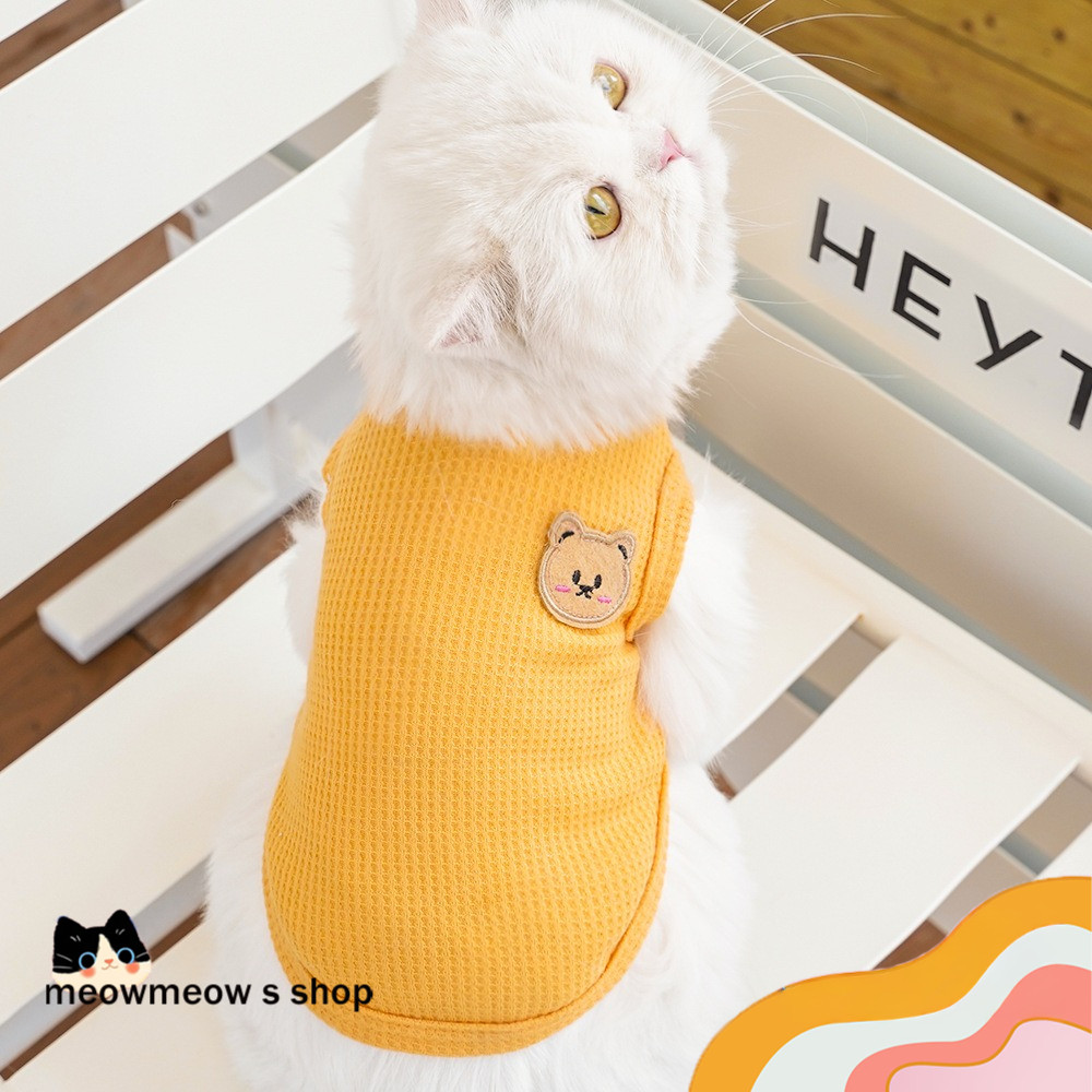 เสื้อแมวกันขนร่วง เสื้อกั๊กลายวาฟเฟิลบางเบา 😺สําหรับลูกแมว ฤดูร้อน ใส่สบายระบายอากาศ ส่งเร็ว ราคาคุ้มค่า