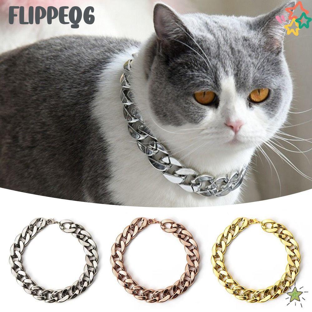FLIPPEQ6 สร้อยคอสัตว์เลี้ยง,ปลอกคอโซ่แมวสุนัขสร้อยคอทองโซ่ปลอกคอสุนัข,แฟชั่นปรับสัตว์เลี้ยงเครื่องประดับอุปกรณ์เสริมสําหรับสุนัขขนาดกลางขนาดเล็ก