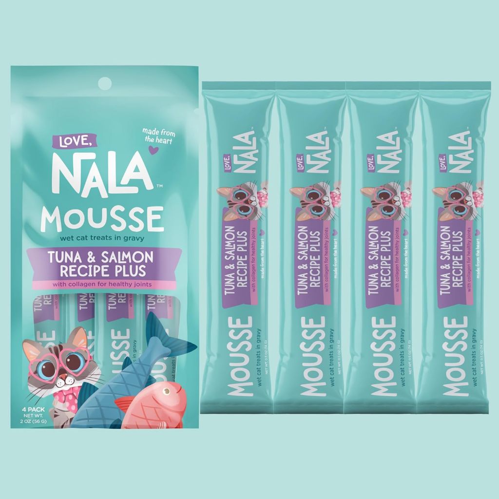 ขนมแมวเลีย Love Nala เลิฟนาลา สูตรพลัส รสปลาทูน่าและปลาแซลมอน | 56 กรัม / 1 ซอง (4ชิ้น)