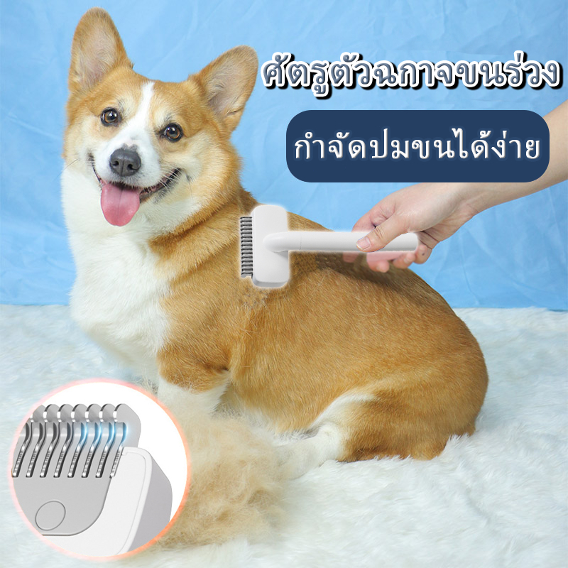 หวีกําจัดขน หวีสุนัข หวีแปรงขนสัตว์เลี้ยง ที่แปรงขนสุนัข แมว มีปุ่มกดเพื่อดันขนออก ทําความสะอาดง่าย แปรงขนแมว หวีหมัด