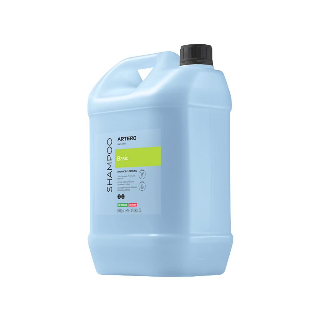 Artero Basic Shampoo (5L) แชมพูสูตรอ่อนโยน เหมาะสําหรับสุนัขและแมวทุกสายพันธุ์ ใช้ได้ทุกวัน ให้ความสะอาดพร้อมถนอมผิวและขน