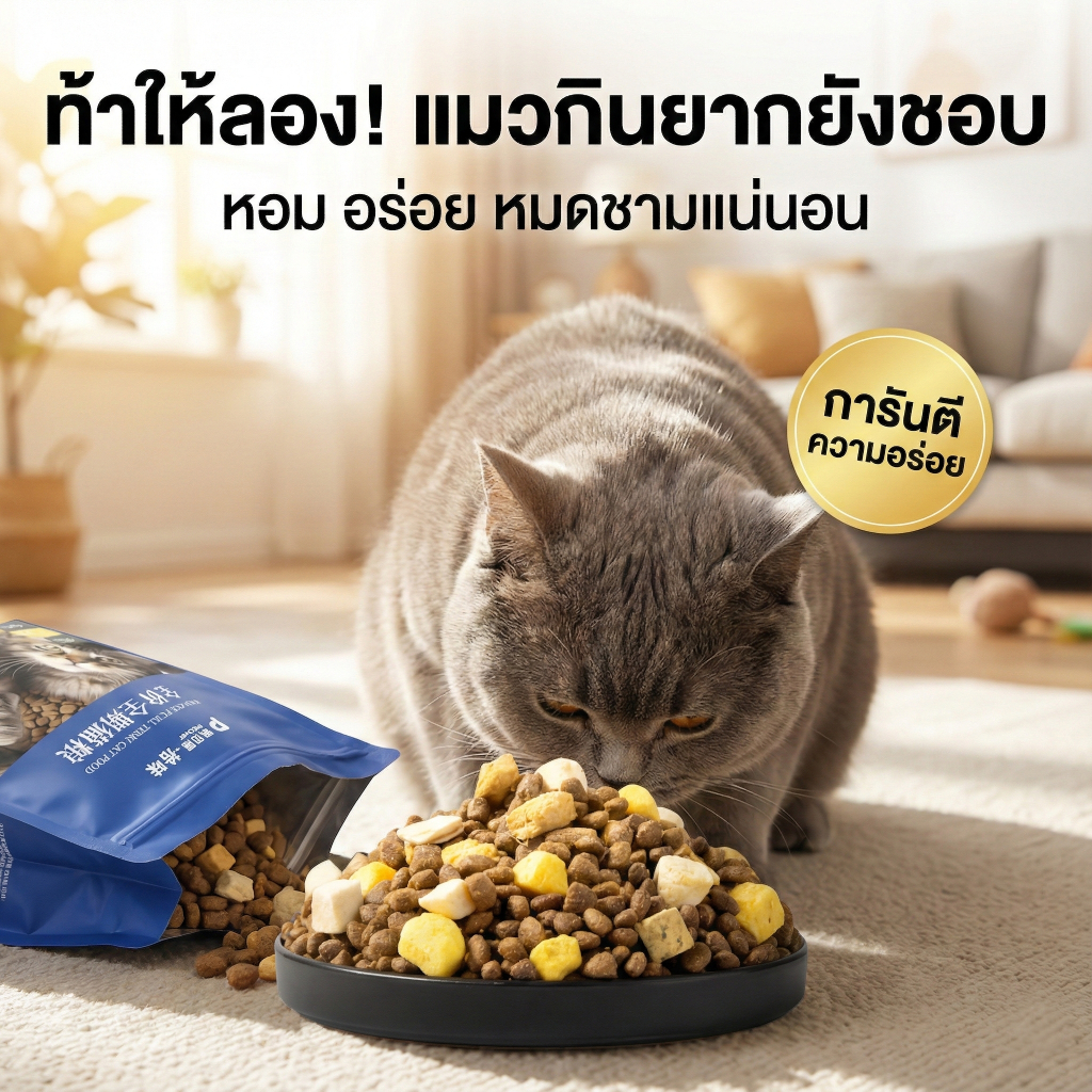 อาหารแมว 10 มิกซ์ ผสมฟรีซไดรย์ 10 ชนิด ไม่เค็ม โปรตีนสูง กินแล้วตัวแน่น ขนสวย
