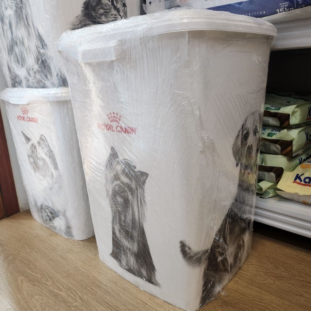 ของพรีเมี่ยม] Royal canin ถังสี่เหลี่ยมใส่อาหารขนาด 42ลิตร(รูปแมว) 48ลิตร(รูปสุนัข) และ 51ลิตร(รูปสุนัข)