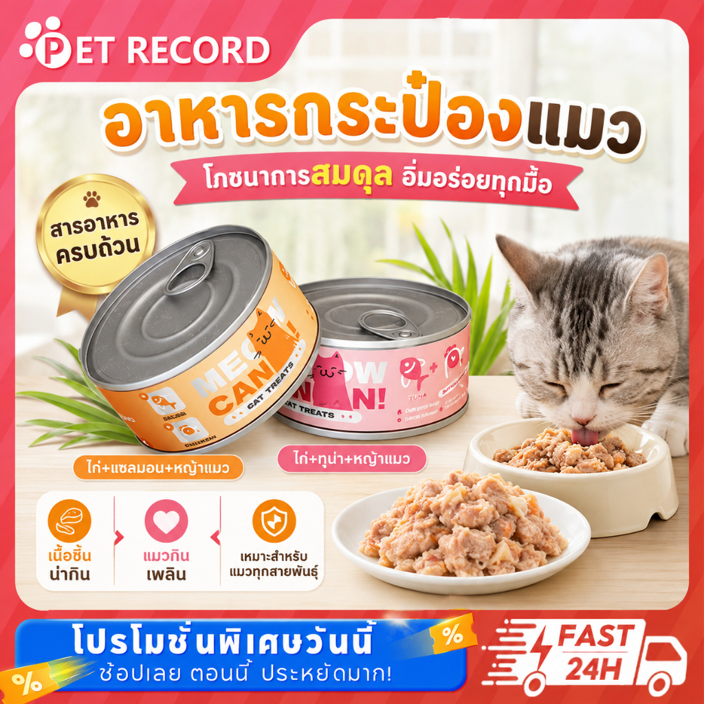 อาหารแมว แมวกระป๋อง อาหารแมวเปียกกระป๋อง 85g เนื้อสุขภาพแท้ สําหรับแมวทุกสายพันธุ์ อาหารแมวดี