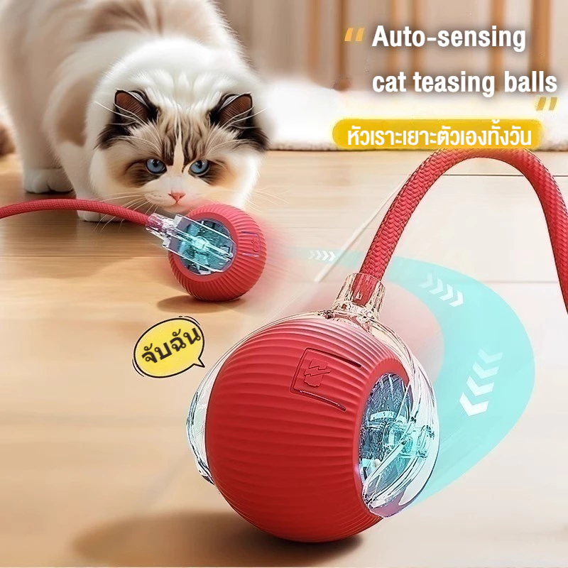 ของเล่นแมวอัจฉริยะ ลูกบอลแมวอัติโนมัติ ของเล่นแมวโต้ตอบ Cat Toy แมวเล่นลูกบอล เรืองแสง สมาร์ทไฟฟ้า ลูกแมวหยอกล้อ