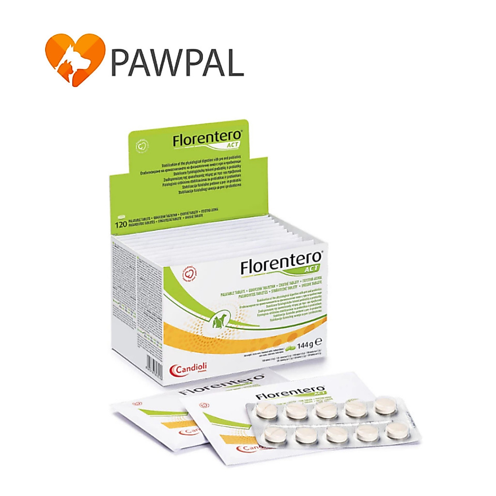 Florentero ACT Exp.12/2026 อาหารเสริมปรับสมดุลลําไส้ สําหรับสุนัข และแมว (แบ่ง 1 แผง 10 เม็ด)