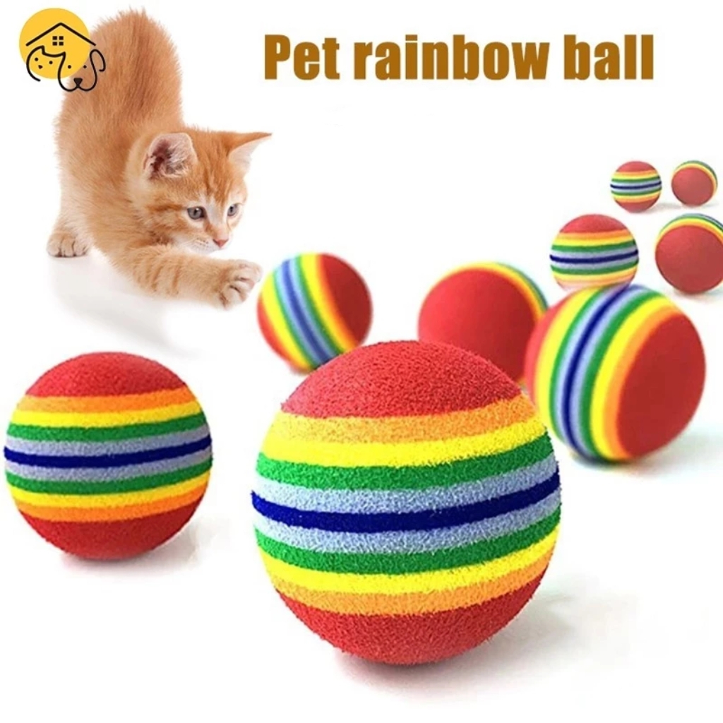 COD]ของเล่นสัตว์เลี้ยงลูกสุนัขลูกแมวของเล่นลูกแมว Rainbow Chew Interactive Bal