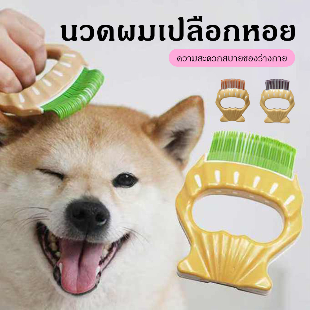 หวีแปรงขนสัตว์เลี้ยง ก้านหวีถี่มาก รูปเปลือกหอยมินิ พกพาสะดวก หวีขนแมว หวีขนหมา