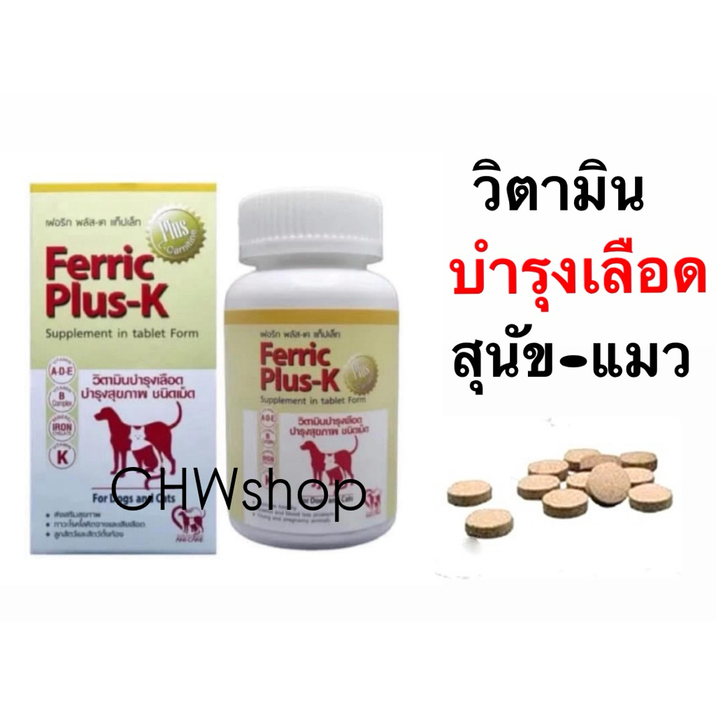 Ferric Plus K อาหารเสริมบํารุงเลือดแบบเม็ด สุนัข-แมว
