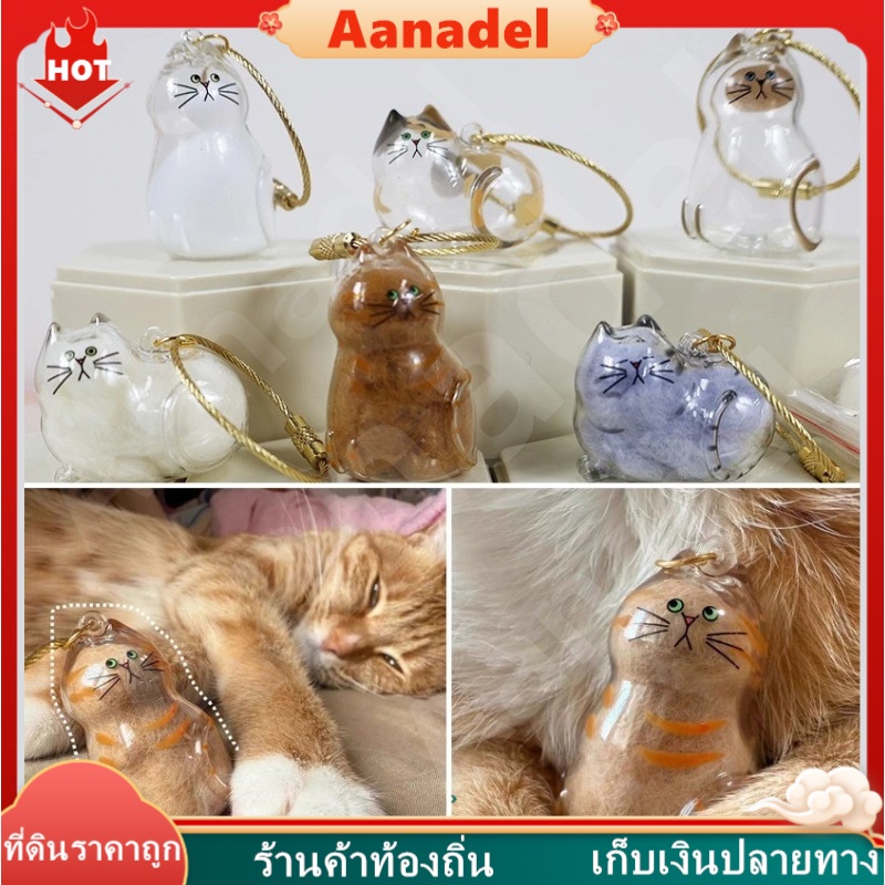 AA🟤 จี้กล่องเก็บขนแมวแบบใสแบบใหม่มีพวงกุญแจจี้แคปซูลเก็บขนแมว Cat Hair Storage กล่องเก็บขนแมวใส ที่เก็บขนแมว