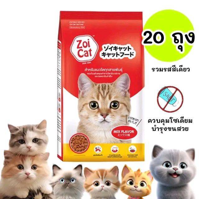 จํานวน 20 ถุงย่อย]* อาหารเเมว ZOI CAT ซอยเเคท (สีเดียว) 20 ถุง.แปะใบส่งออกเลย..ตะกร้าโปรด (1 กิโล 20 ถุง)
