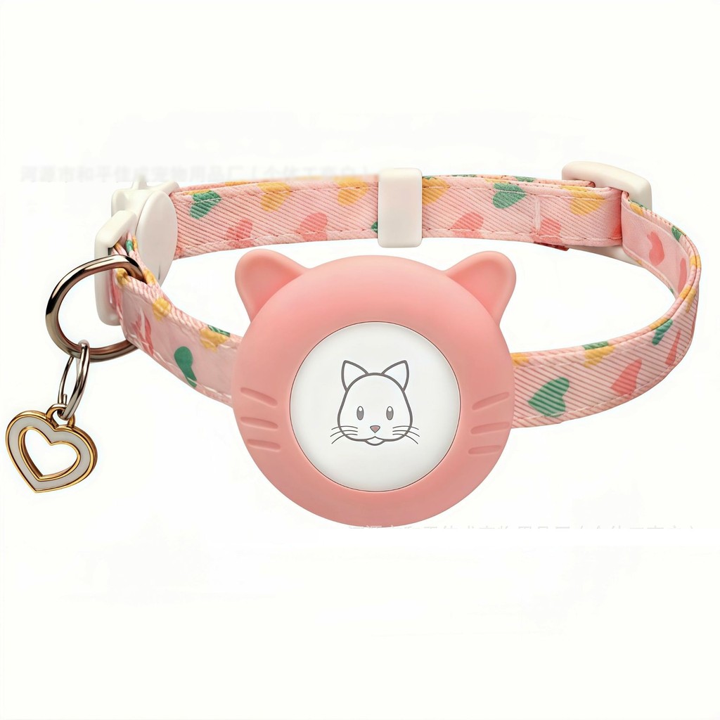 ปลอกคอแมว ลายหัวใจ ใส่ AirTag ได้ ซิลิโคนกันลื่น ปรับได้ 21-35ซม. (ไม่รวมตัว AirTag)