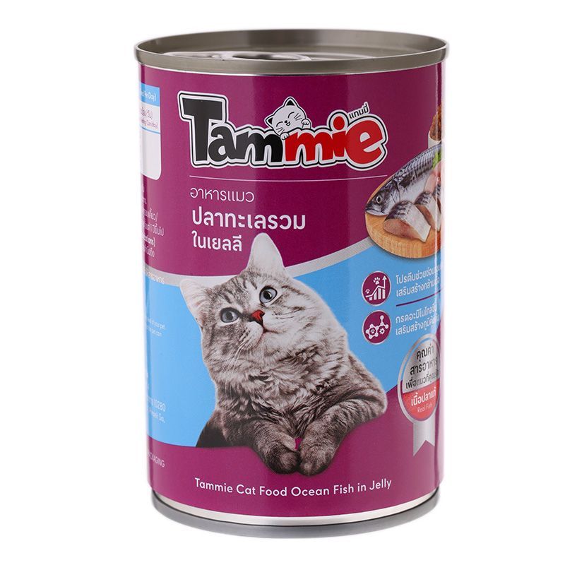 แทมมี่อาหารแมวปลาทะเลรวมในเยลลี 400กรัม Tammie Cat Food Ocean Fish in Jelly 400g