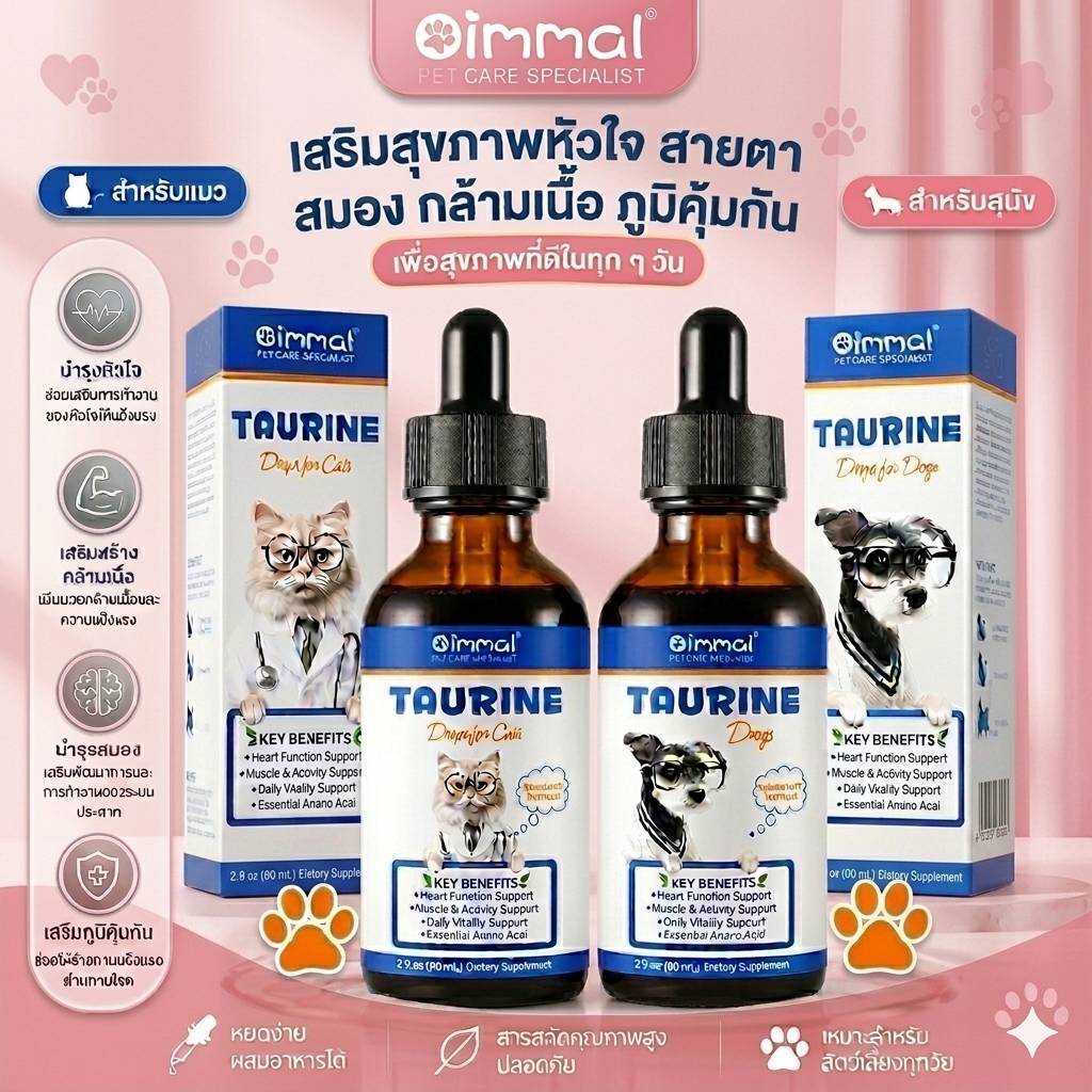 ทอรีนแมว สุนัข หัวใจ สมอง สายตา กล้ามเนื้อ เสริมภูมิ ทอรีนหมา วิตามินหมา วิตามินแมว Oimmal Taurine