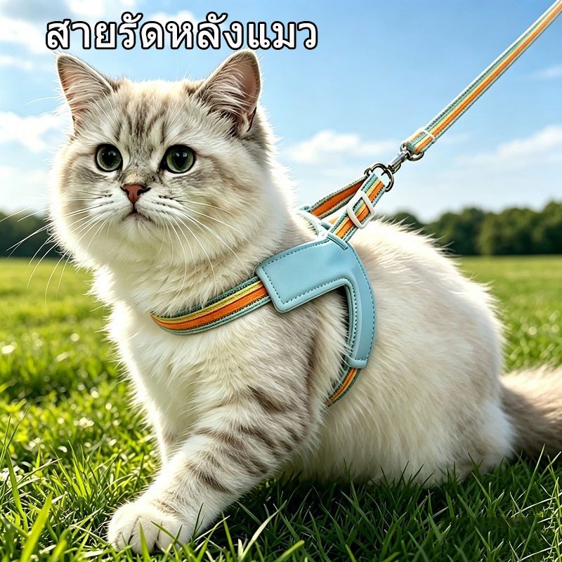ชุดสายรัดอกแมวพร้อมสายจูง ปรับขนาดได้ นุ่มระบายอากาศ ป้องกันหลบหนี สําหรับแมวขนาดเล็ก-กลาง เดินเล่นกลางแจ้ง สายรัดอกแมวป้องกันหลบหนี พร้อมสายจูง ปรับขนาดได้ วัสดุนุ่ม เหมาะแมวขนาดเล็ก-กลาง ออกเดินเล่นปลอดภัย
