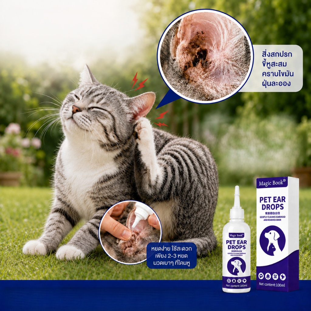 PetClear ของเหลวล้างหูสัตว์เลี้ยง ขจัดสิ่งสกปรก ล้างขี้หู หมา แมว ทําความสะอาดหู ลดกลิ่นเหม็น ราคาถูก PED