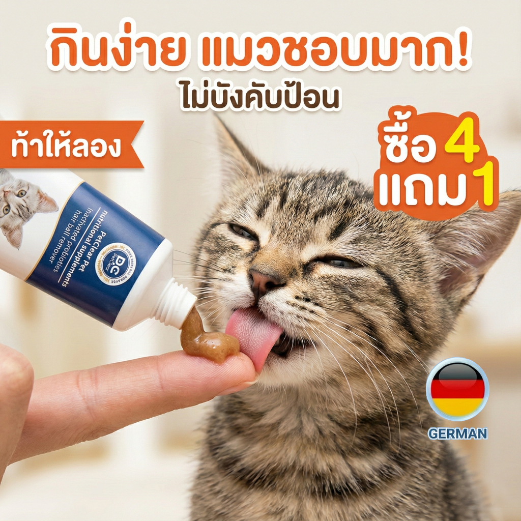 PetClear เจลขจัดก้อนขนแมว ผสมโปรไบโอติก (120g) ลดอาเจียน บํารุงลําไส้ แก้ท้องผูก อาหารเสริม