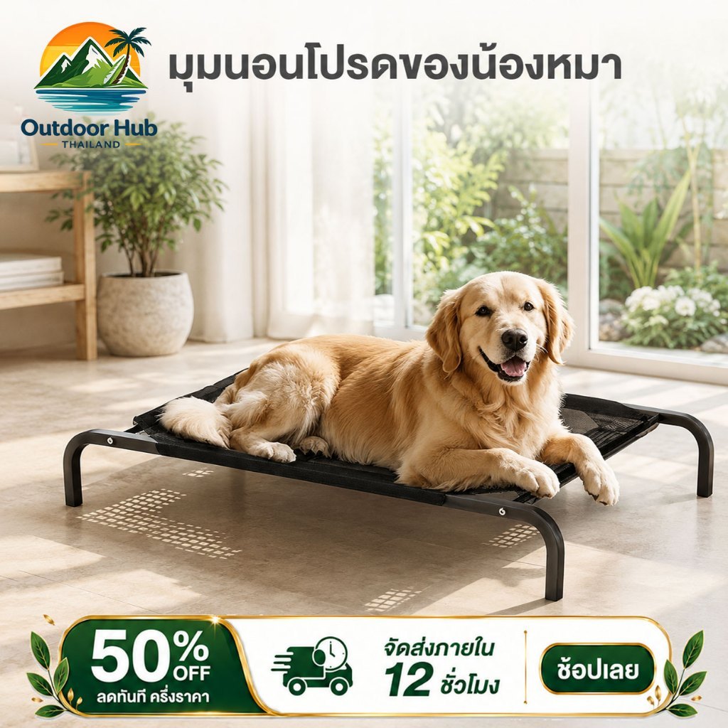 OH เตียงสัตว์เลี้ยง รับน้ําหนัก 200kg ผ้าตาข่าย ระบายอากาศป้องกันความชื้น ที่นอนหมา เตียงแมว เตียงสุนัขใหญ่