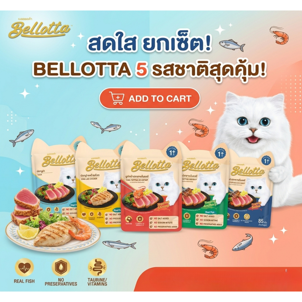 เบลลอตต้า(Bellotta) อาหารเปียกแมว แบบซอง 85g