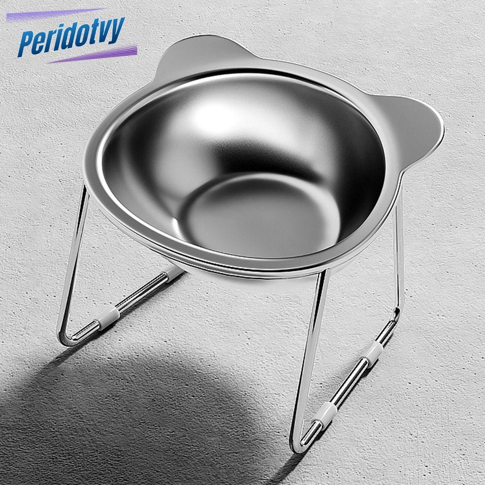 PERIDOTVY ชามอาหารแมวยกสูง 15° ชามแมว, ชามสุนัขยามคอที่ทนต่อการแตกร้าวที่เอียงได้เสถียรสําหรับลูกสุนัขและแมว