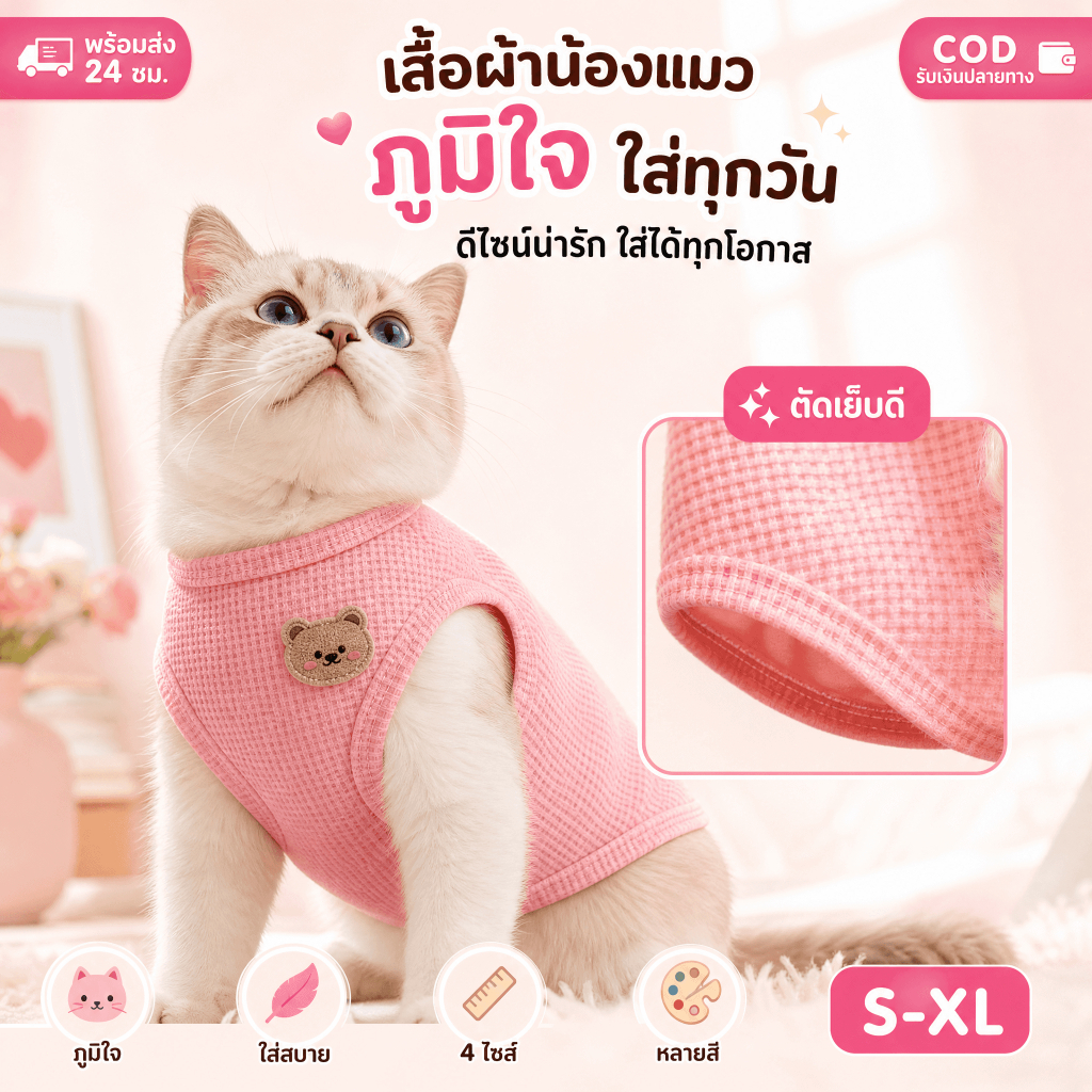 เทศกาลฤดูใบไม้ผลิ😻น่ารักวาฟเฟิลเสื้อผ้าสุนัขระบายอากาศบางสัตว์เลี้ยงแมวเสื้อผ้าดูดซับเหงื่อสีทึบสุนัขเสื้อยืด[ แนะนํา