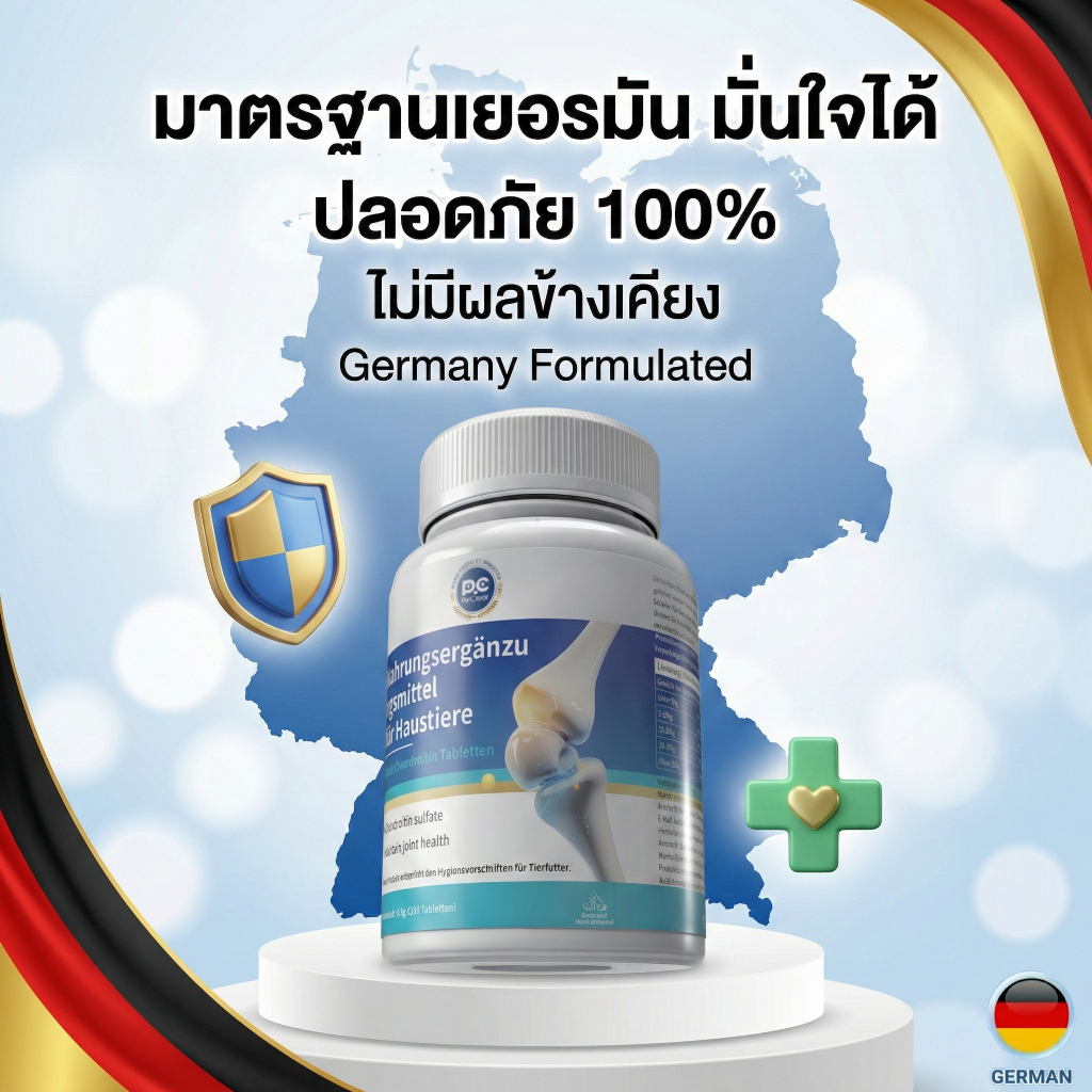 สูตรเยอรมัน] อาหารเสริมบํารุงข้อสุนัขและแมว กระดูกอ่อนปลาฉลาม ผสมขมิ้นและ MSM ลดปวด แก้ขาอ่อนแรง
