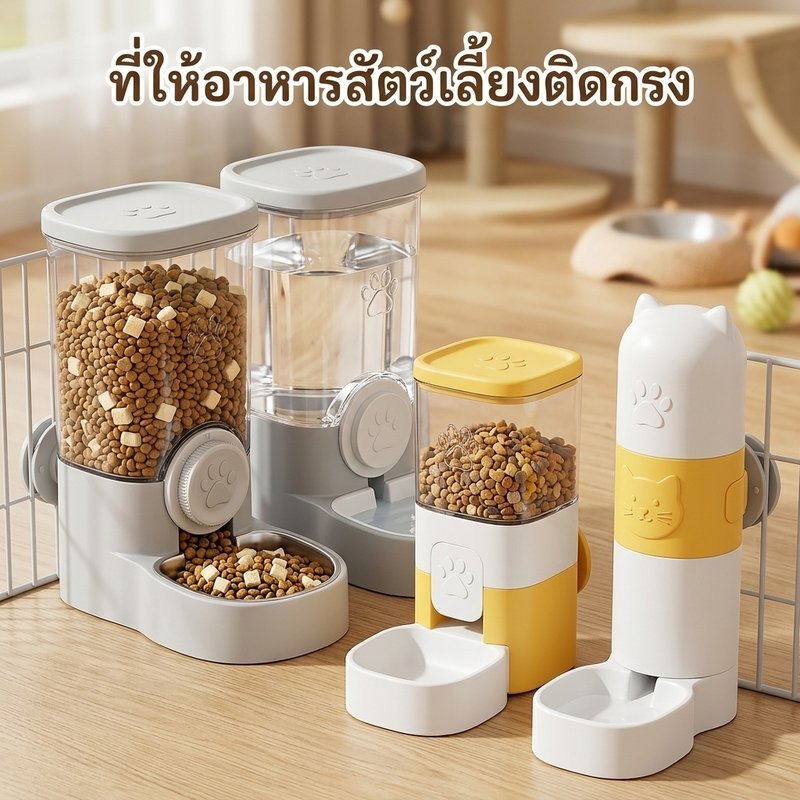 ที่ให้อาหารและน้ําสัตว์เลี้ยง อัตโนมัติ แขวนกรง ปลอดภัย สะอาดง่าย ยืดอายุอาหาร สําหรับแมว สุนัข